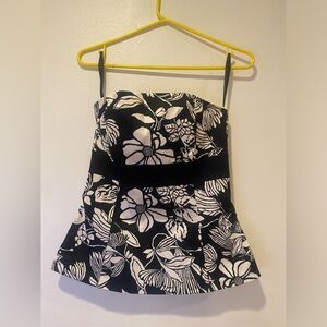 White House Black Market Strapless Floral Top